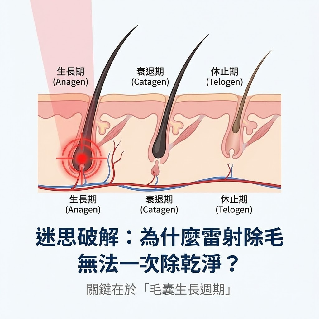 毛囊生長週期示意圖