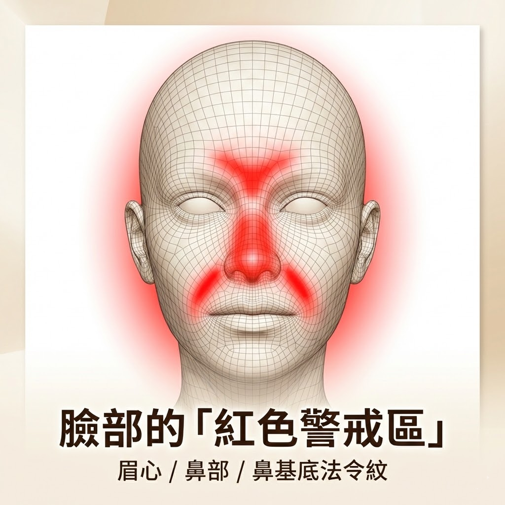 臉部血管危險區示意圖